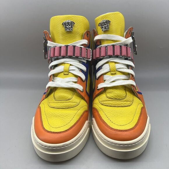 Versace Spring 2015 Sneakers Men’s 10 US, 43 EU‎ Yellow Pink Leather Zip Strap main image 14